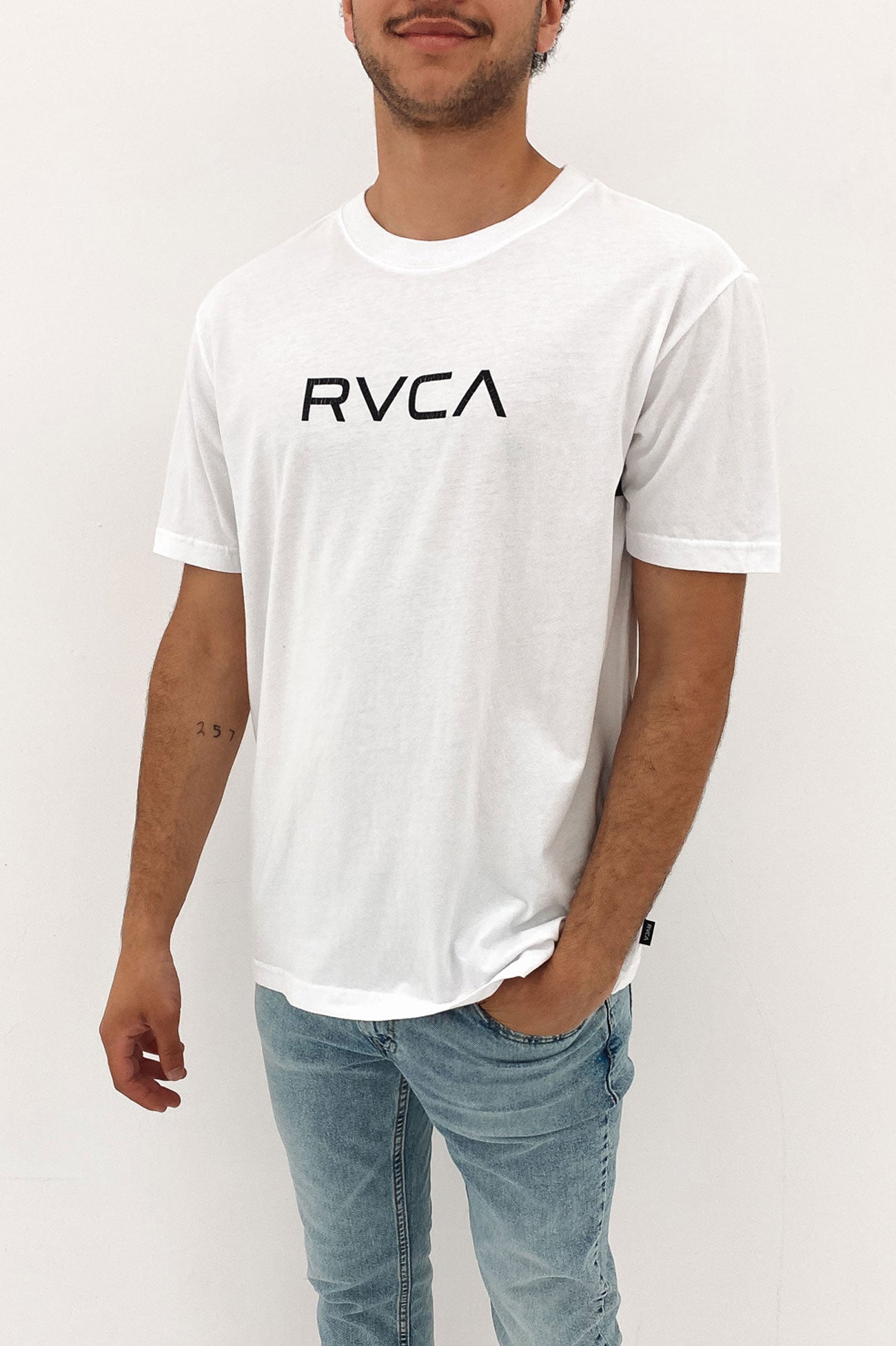 Big RVCA Washed Short Sleeve Tee White