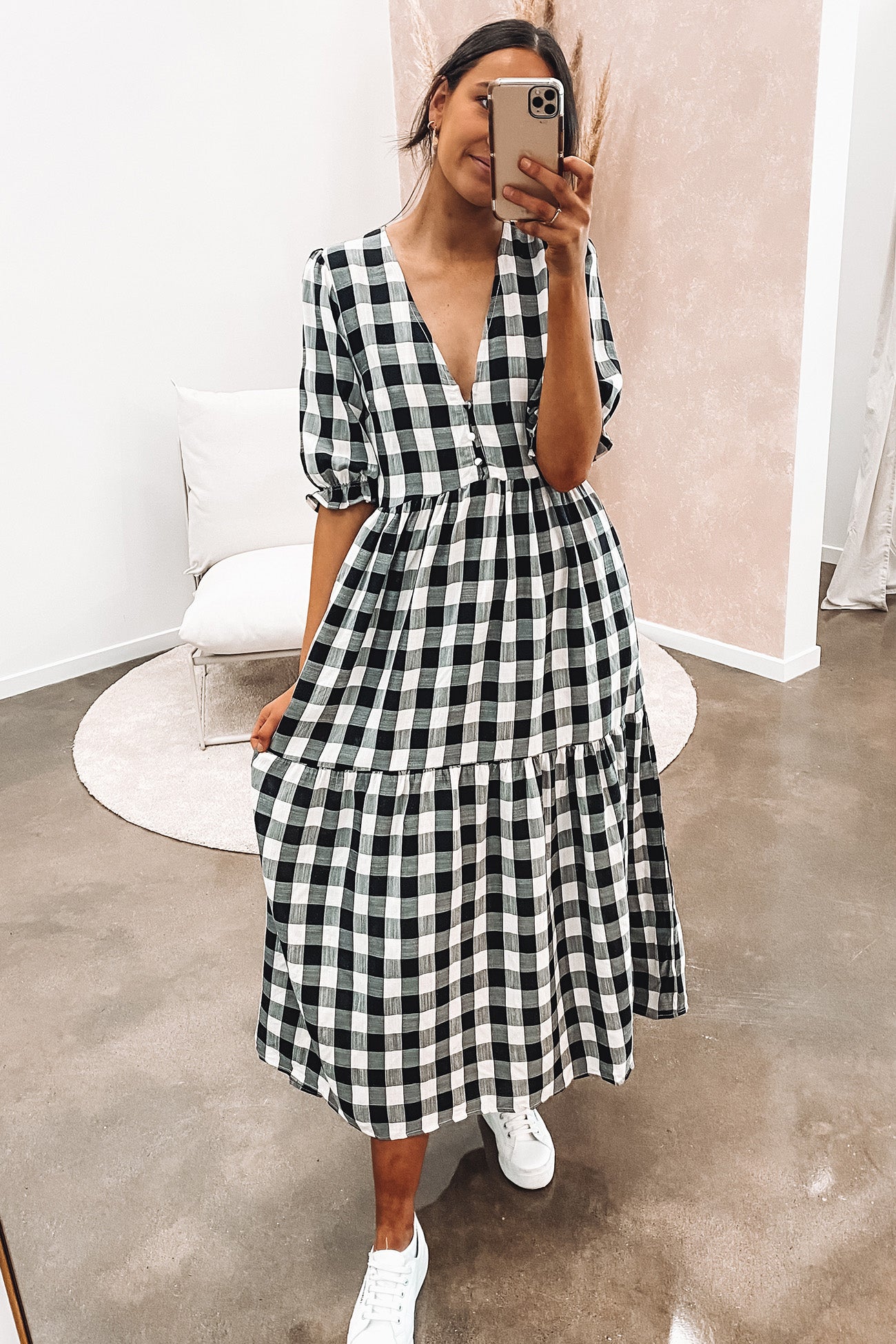 Boden Maxi Dress Black Check