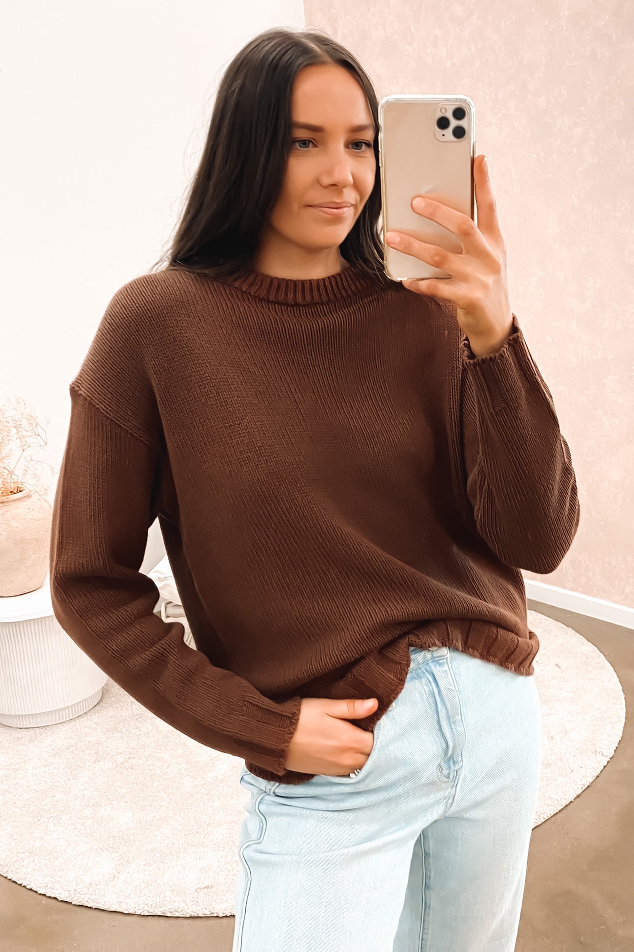 Bonnie Knit Crew Brown