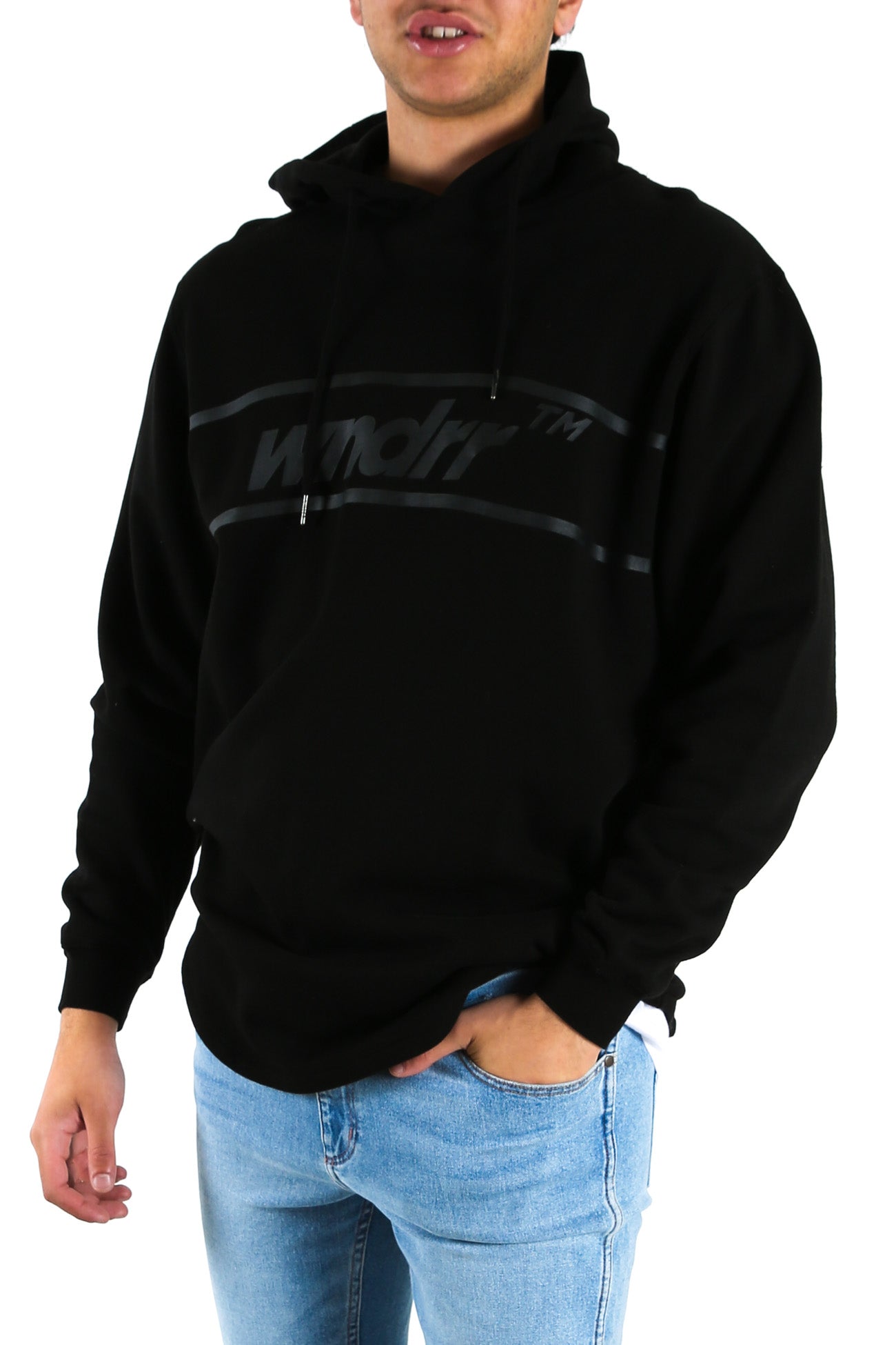 Booker Curved Hem Hood Sweat Black