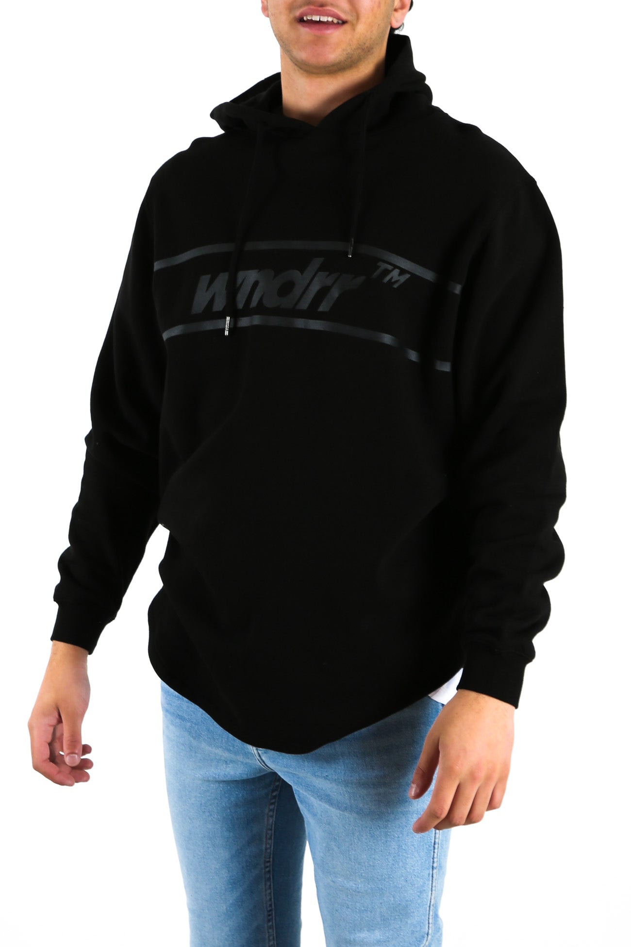 Booker Curved Hem Hood Sweat Black