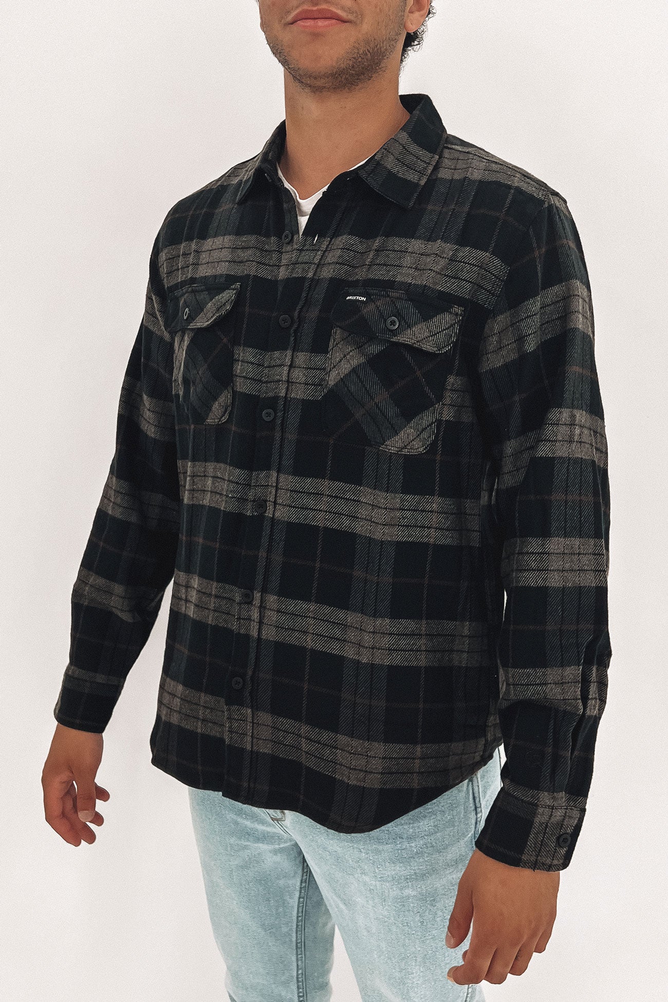 Bowery Long Sleeve Flannel Black Charcoal