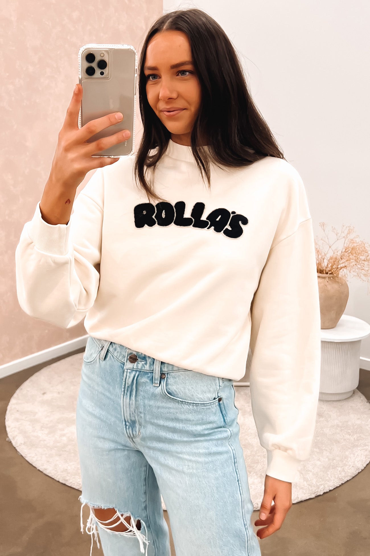 Bubble Logo Slouch Sweater Cream