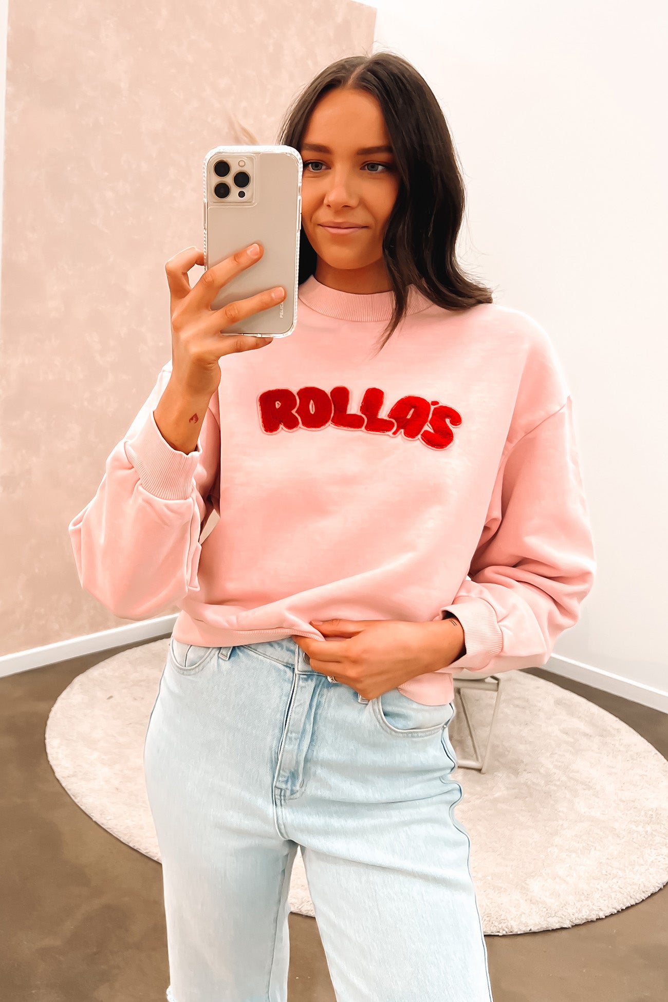 Bubble Logo Slouch Sweater Peony