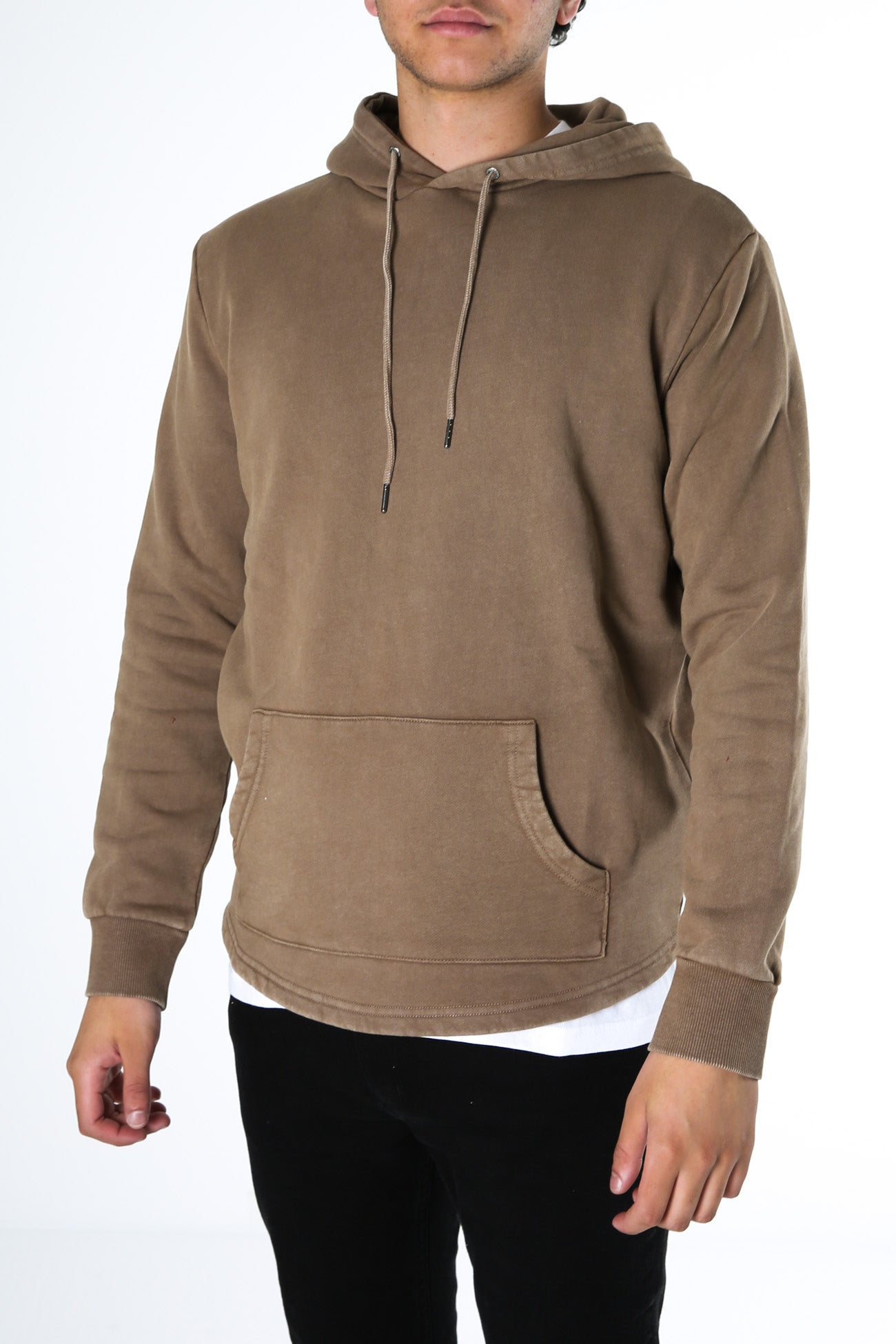 Curved Hem Hoody Brown