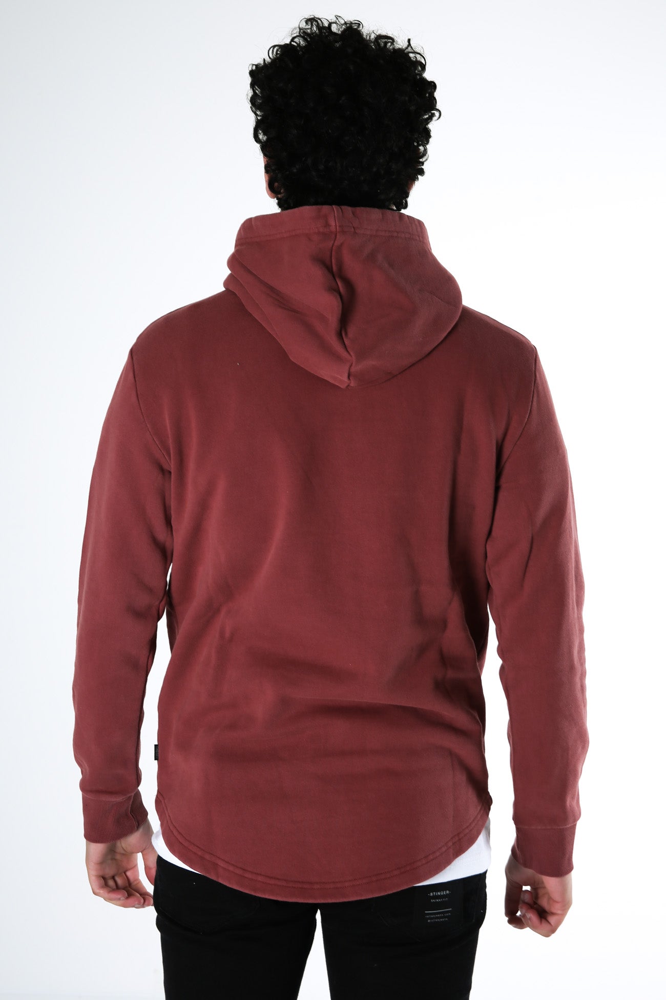 Curved Hem Hoody Burgandy