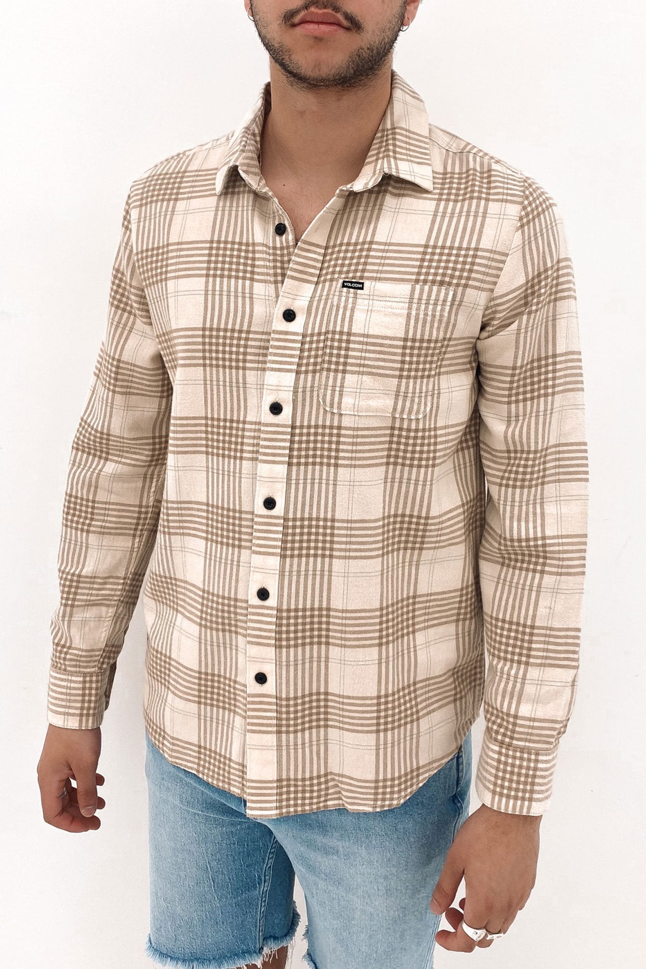 Caden Plaid Long Sleeve Dirty White