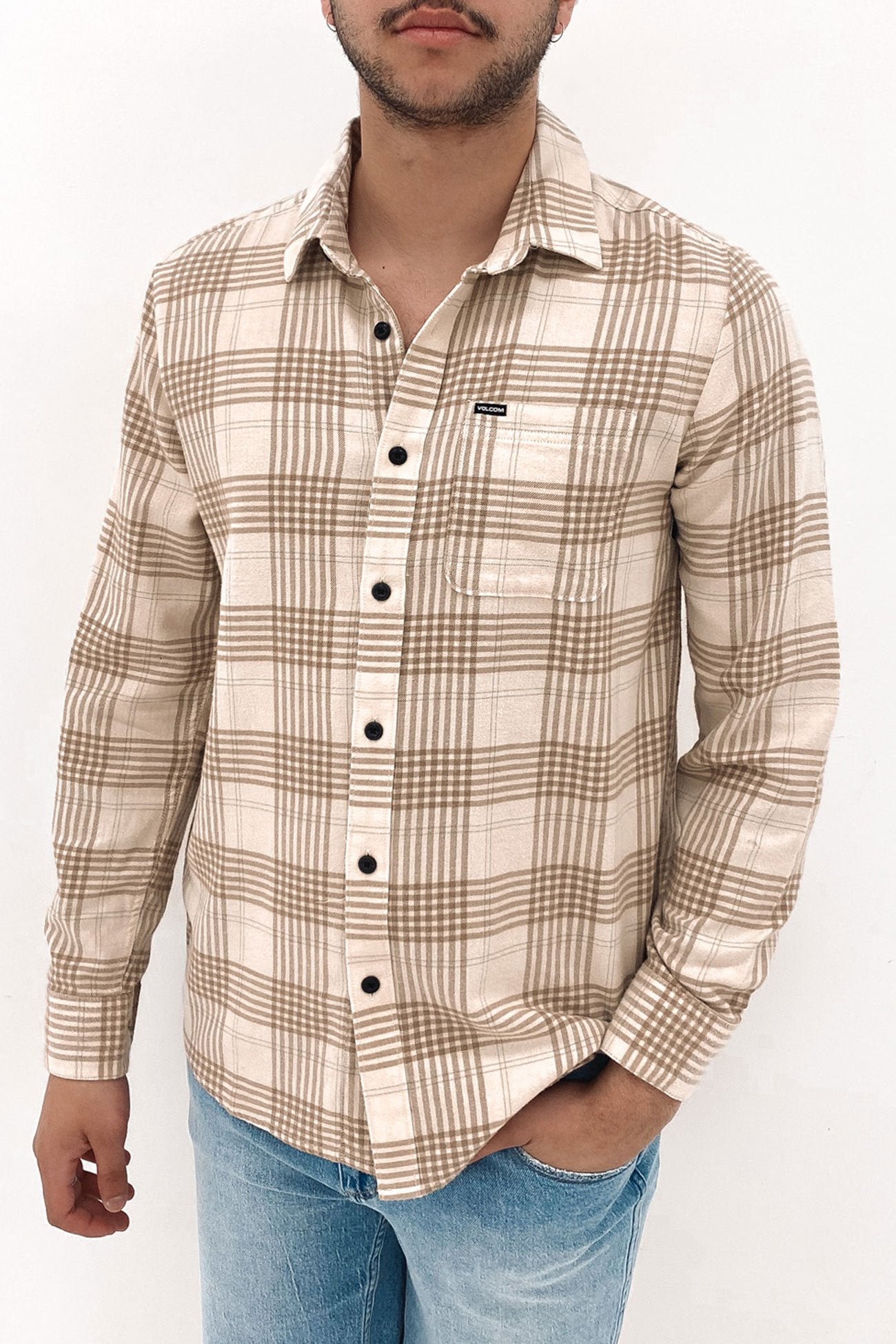 Caden Plaid Long Sleeve Dirty White