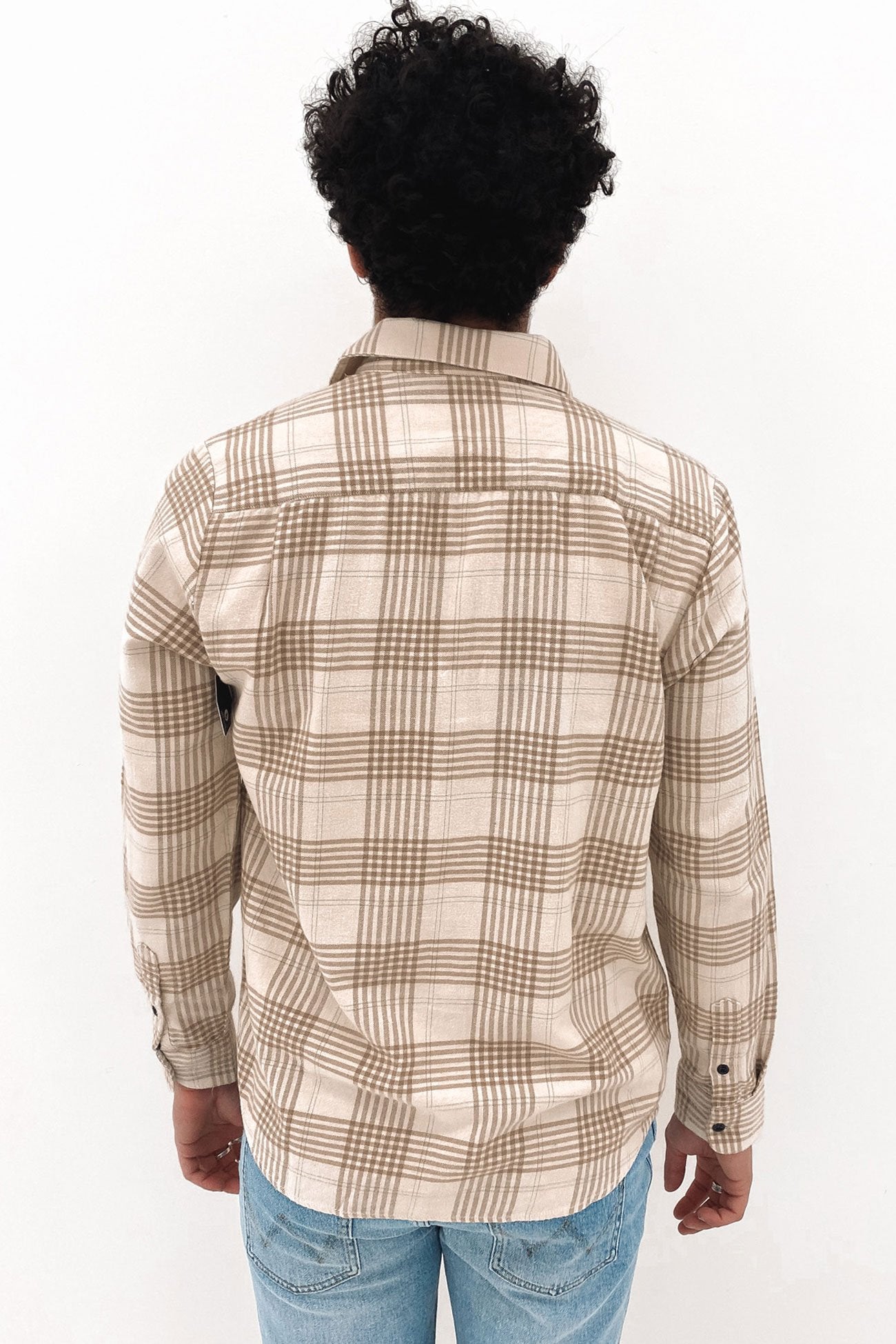 Caden Plaid Long Sleeve Dirty White