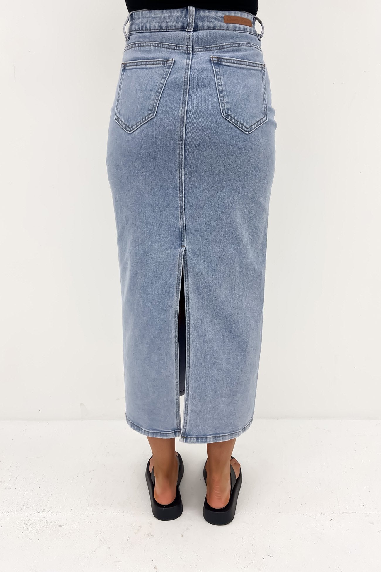 Caitlyn Denim Midi Skirt Blue