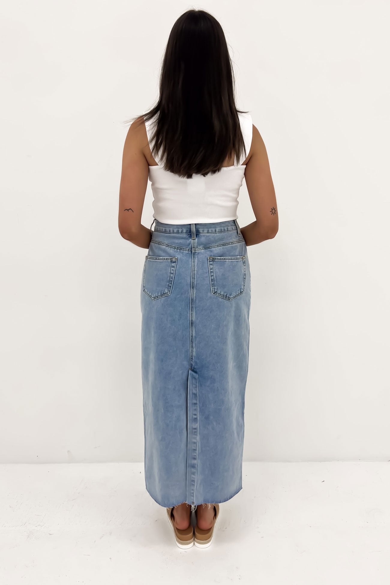 Calla Denim Maxi Skirt Light Blue