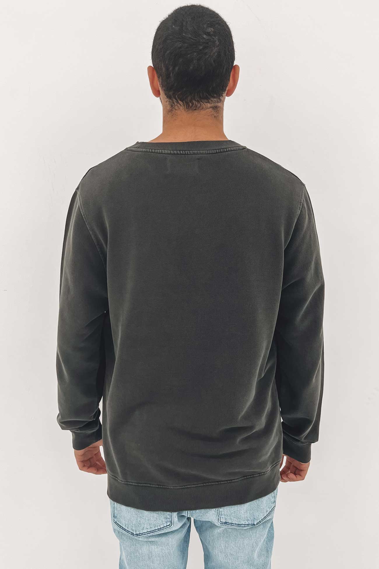 Centre Logo Crew Sweat Washed Black