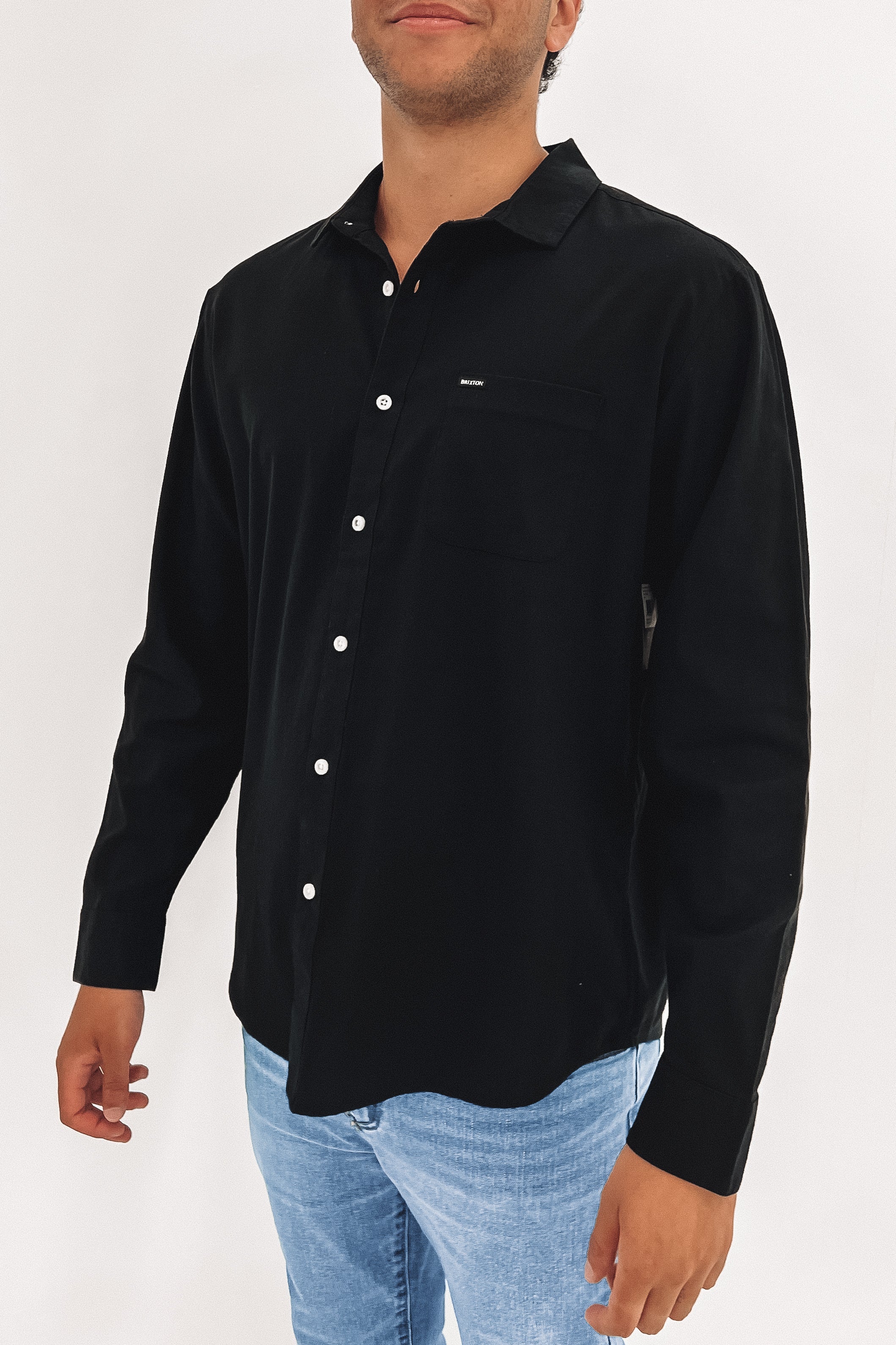 Charter Oxford Long Sleeve Woven Shirt Black