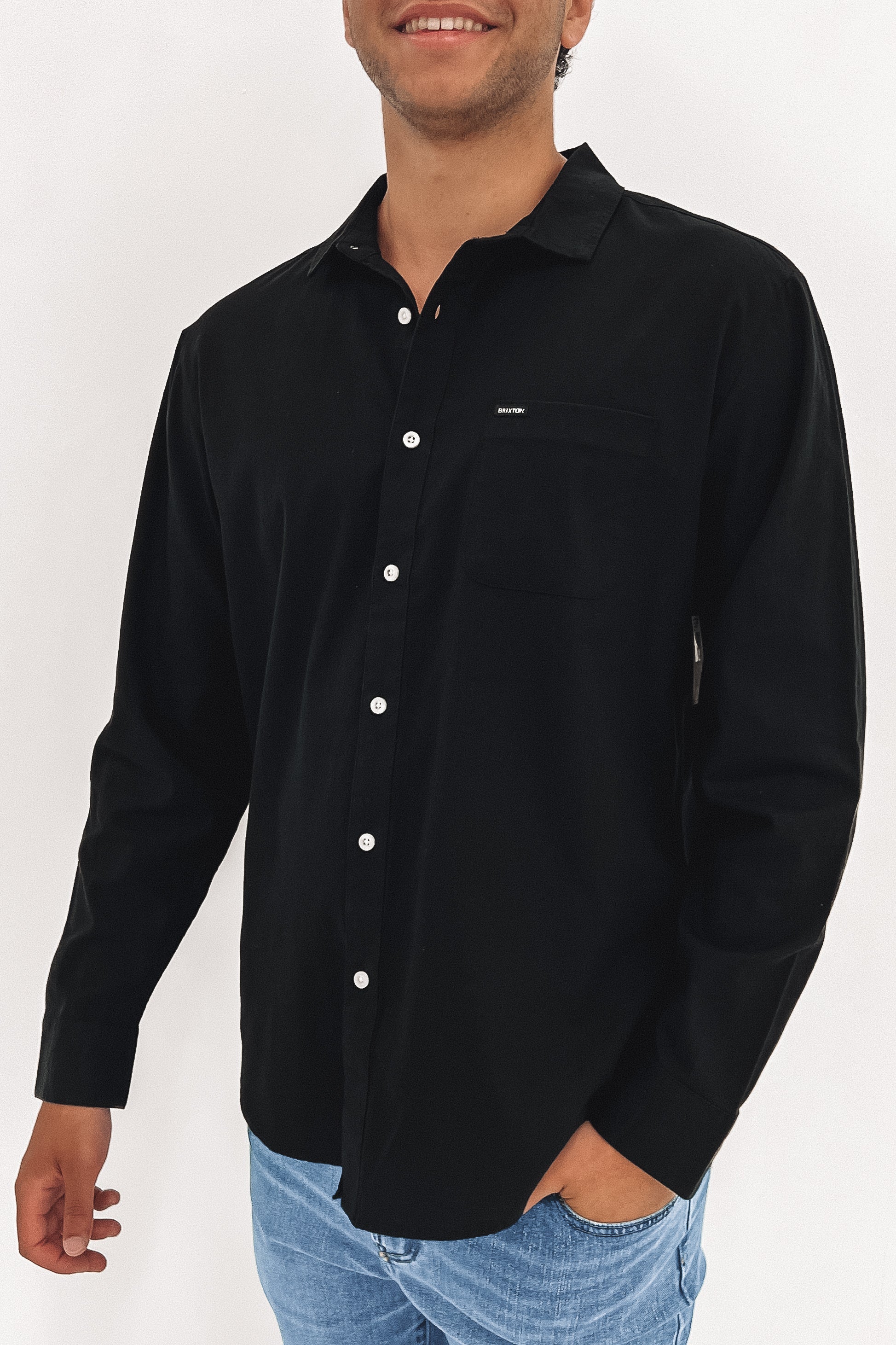 Charter Oxford Long Sleeve Woven Shirt Black