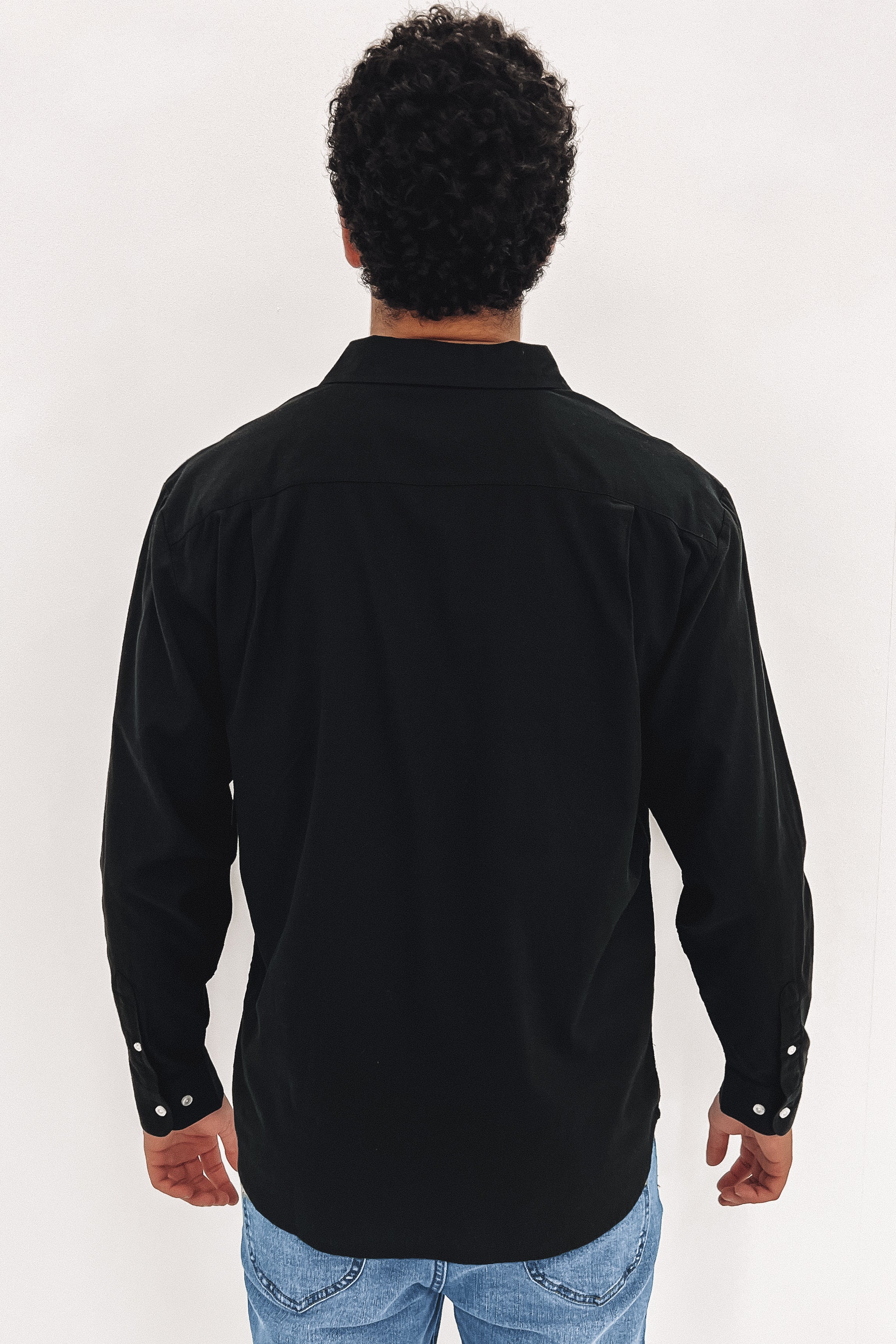 Charter Oxford Long Sleeve Woven Shirt Black