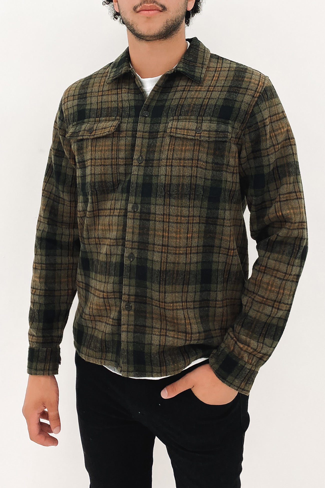 Check Long Sleeve Shirt Olive