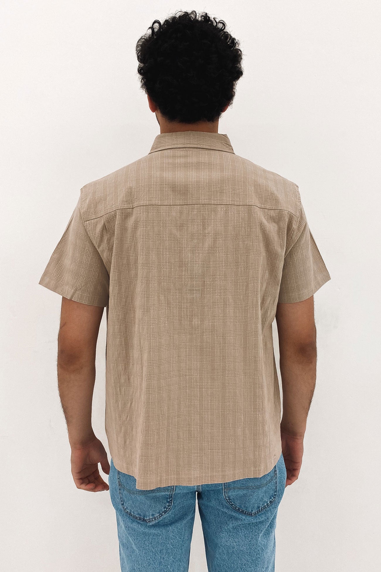 Check Seersucker Short Sleeve Shirt Cement