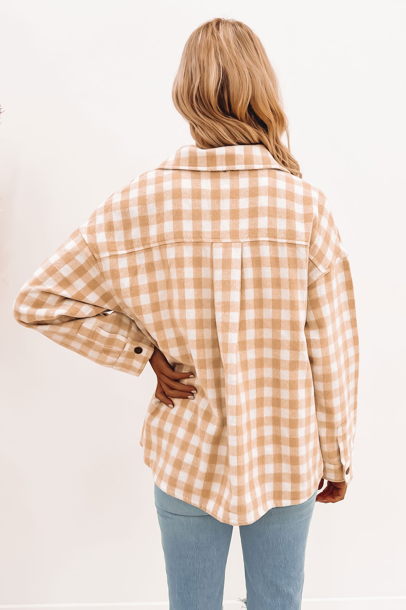 Checked Out Oversized Shirt Light Fennel