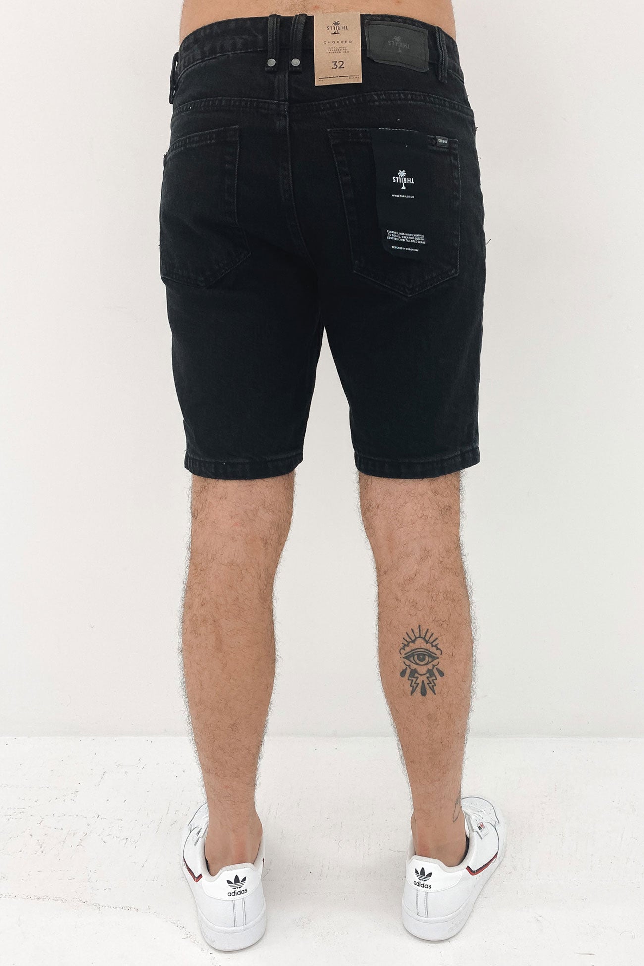 Chopped Hem Denim Short Aged Black