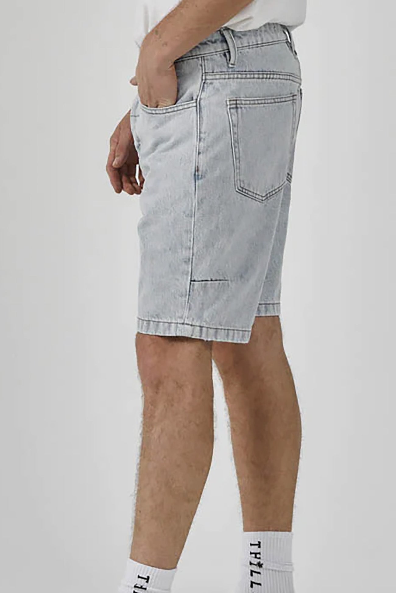 Chopped Hem Denim Short Faded Generation Blue