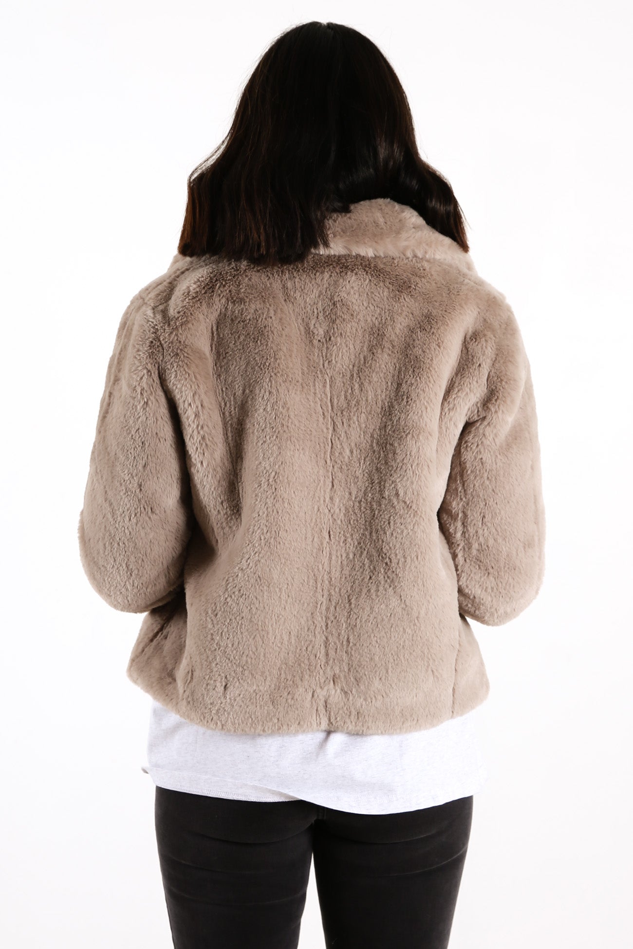 Classic Faux Fur Jacket Stone