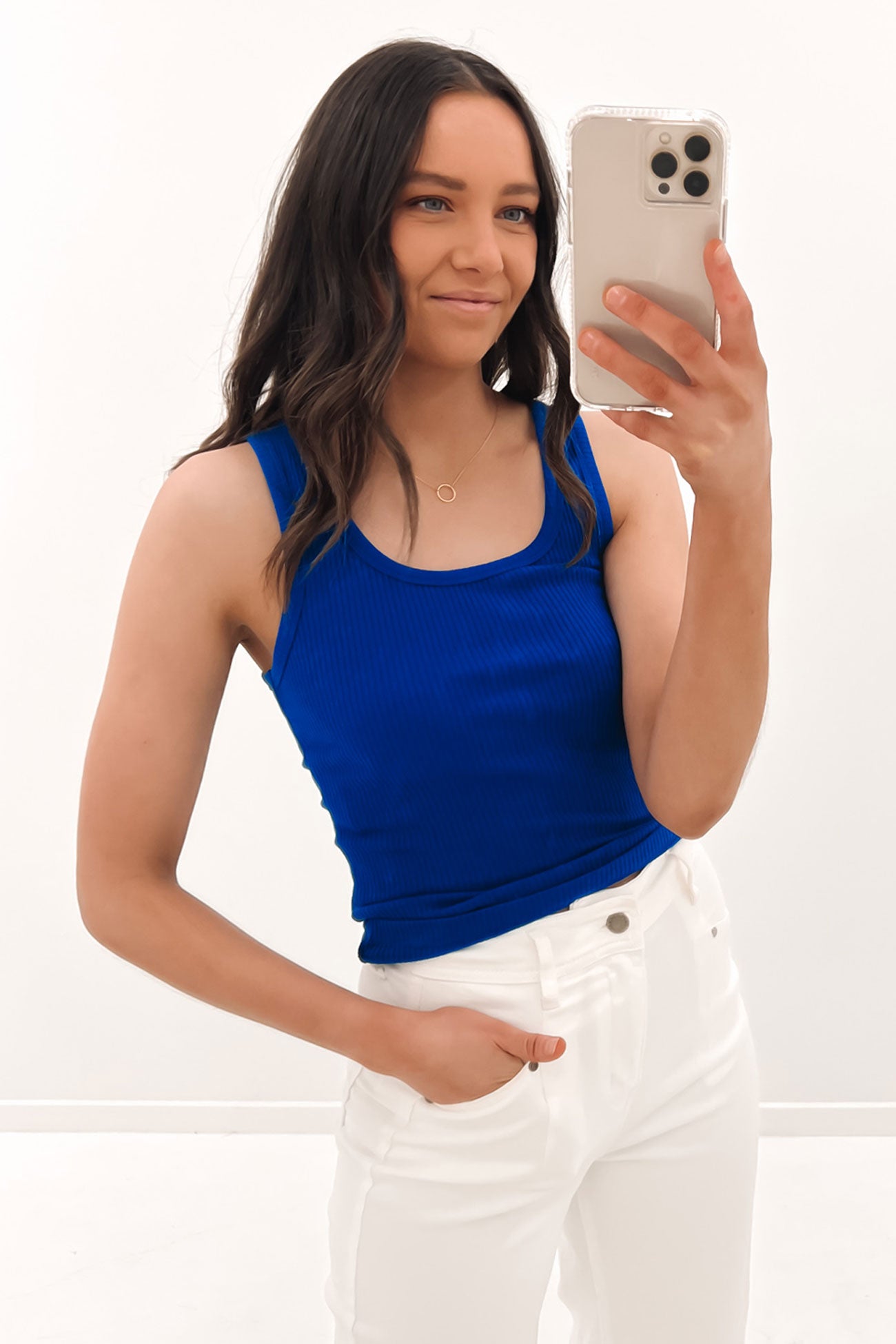 Classic Rib Tank Electric Blue