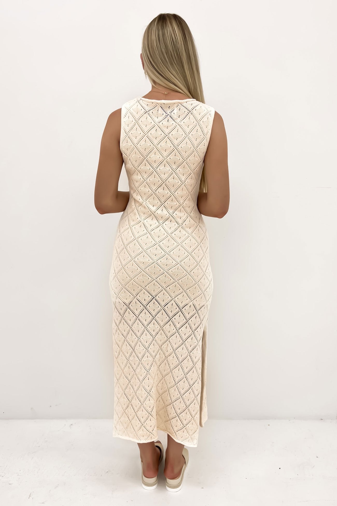 Coleman Crochet Maxi Dress Cream