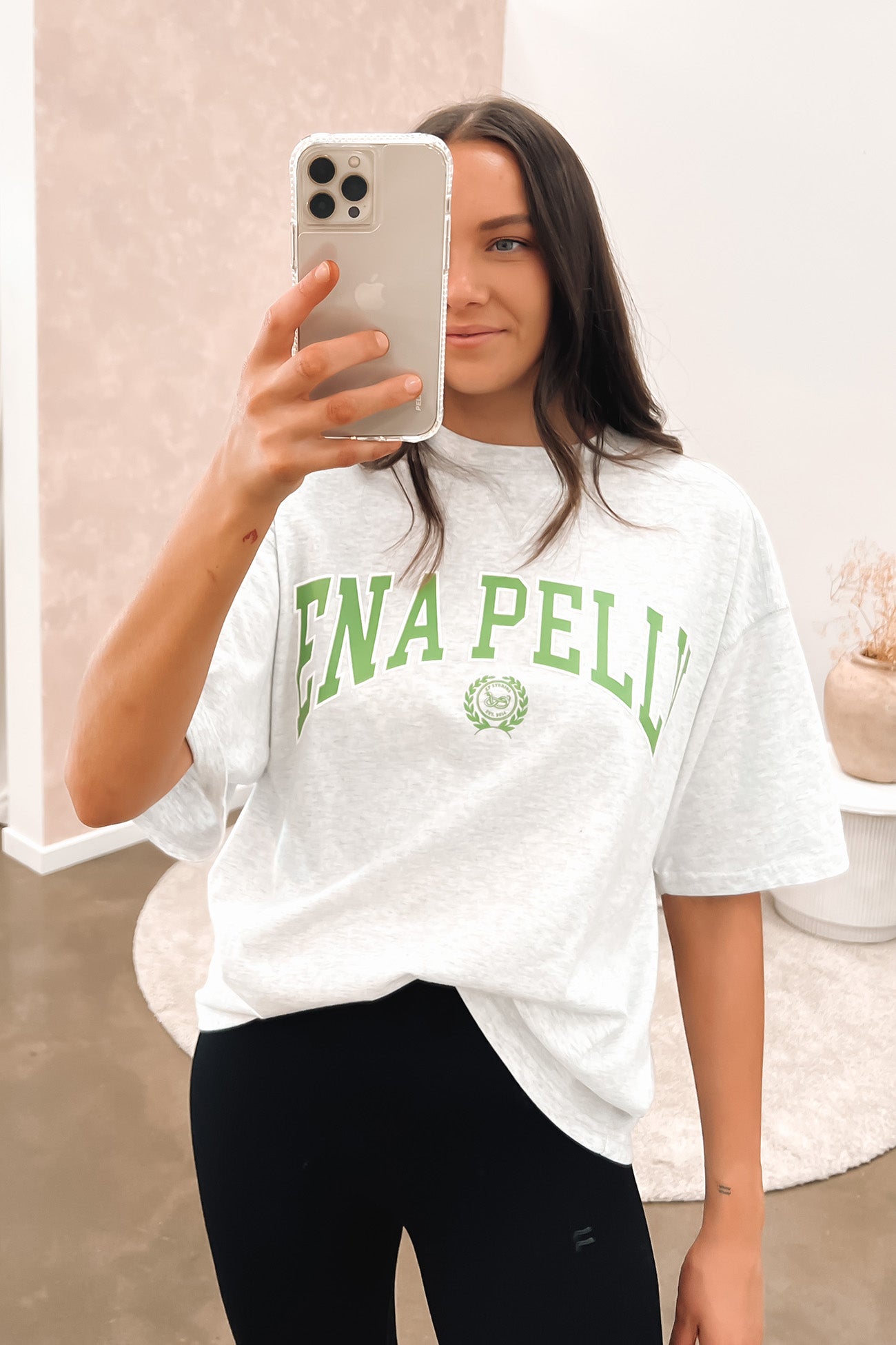 Collegiate Logo Oversized Tee Nile Green White Marle