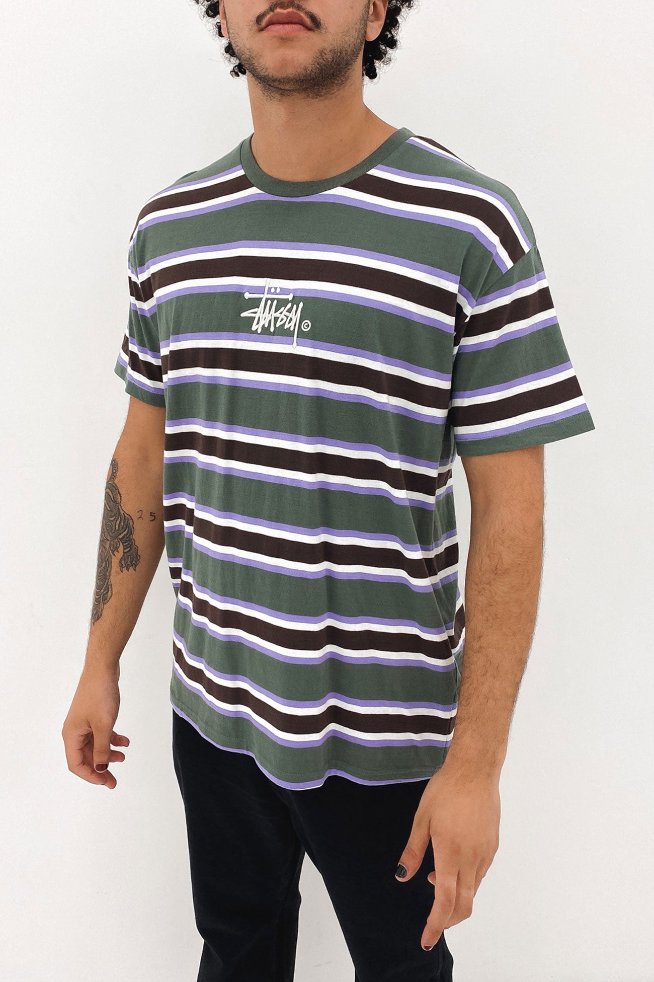 Copyright Stripe Short Sleeve Tee Fern Green