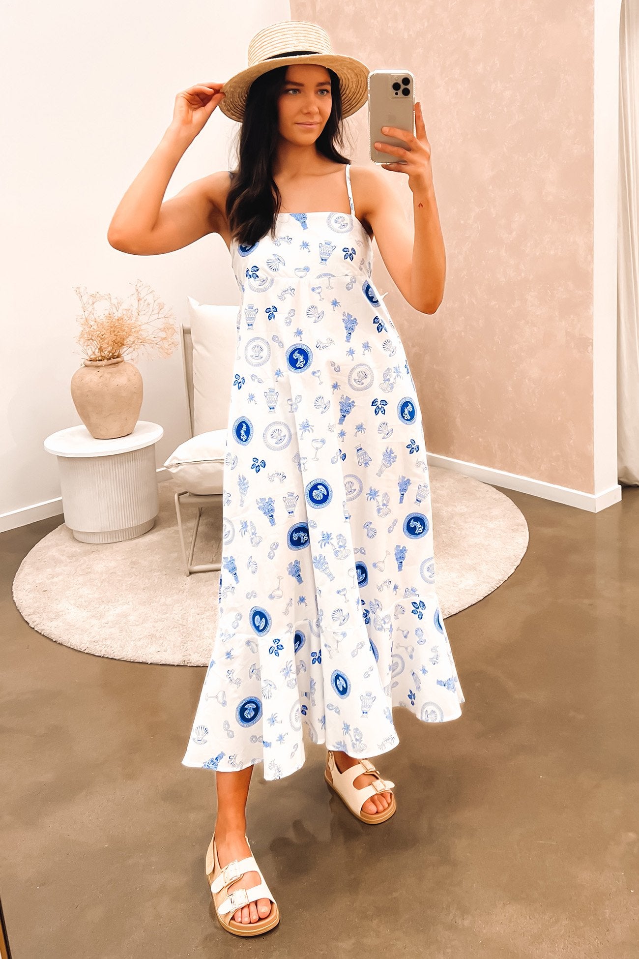 Courtney Midi Dress White Blue