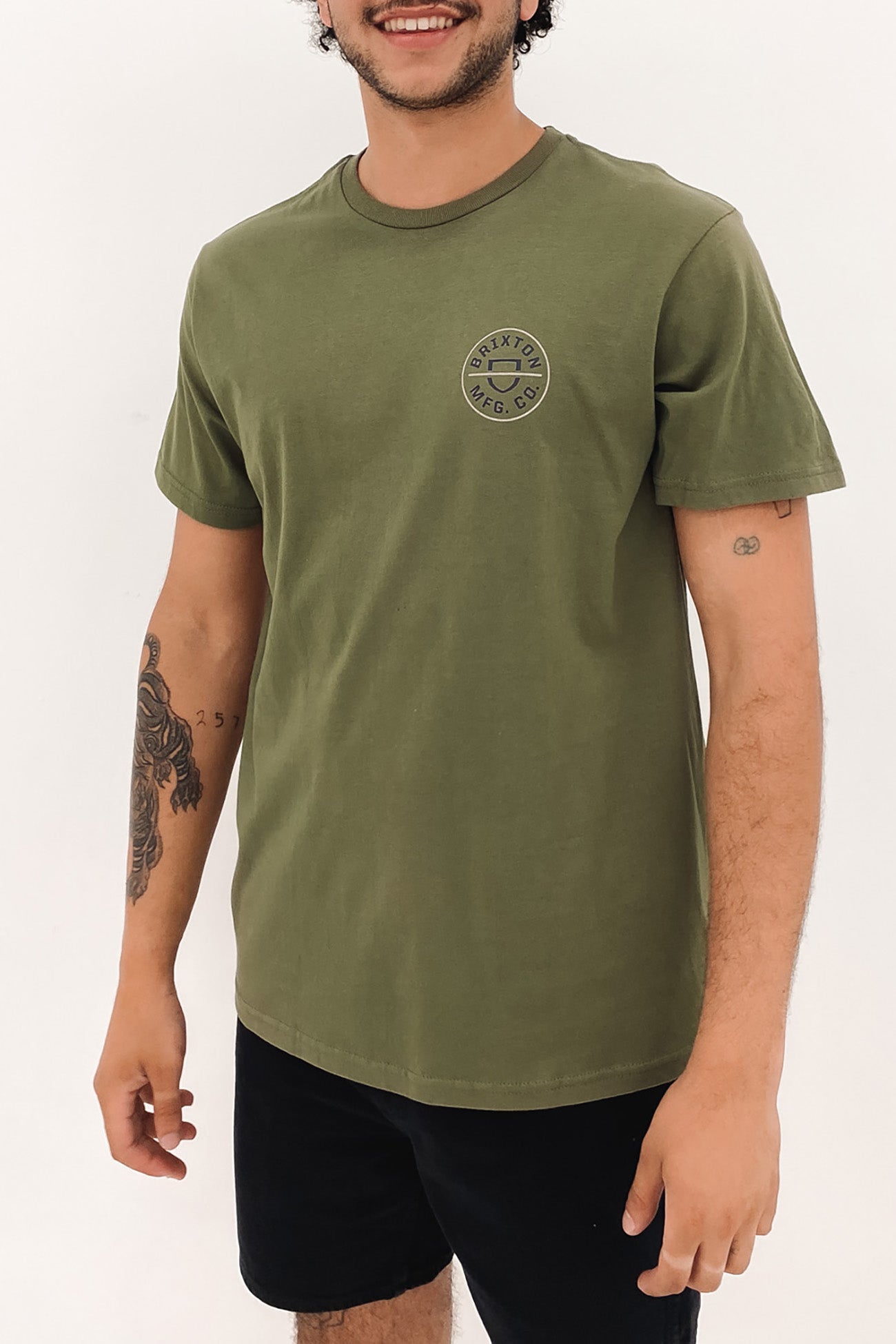 Crest II Short Sleeve Standard Tee Olive Surplus Washed Navy Sand