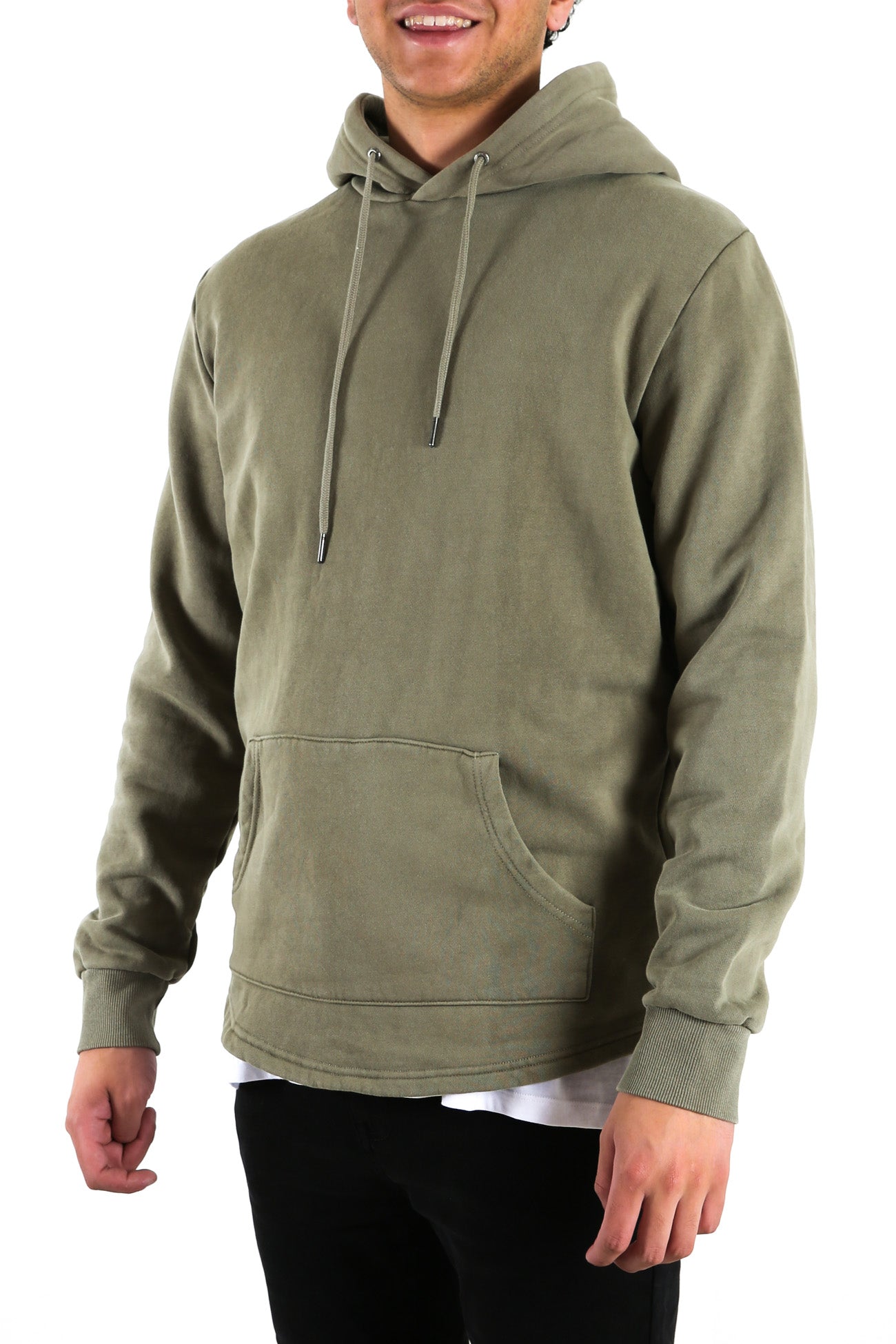 Curved Hem Hoody Khaki