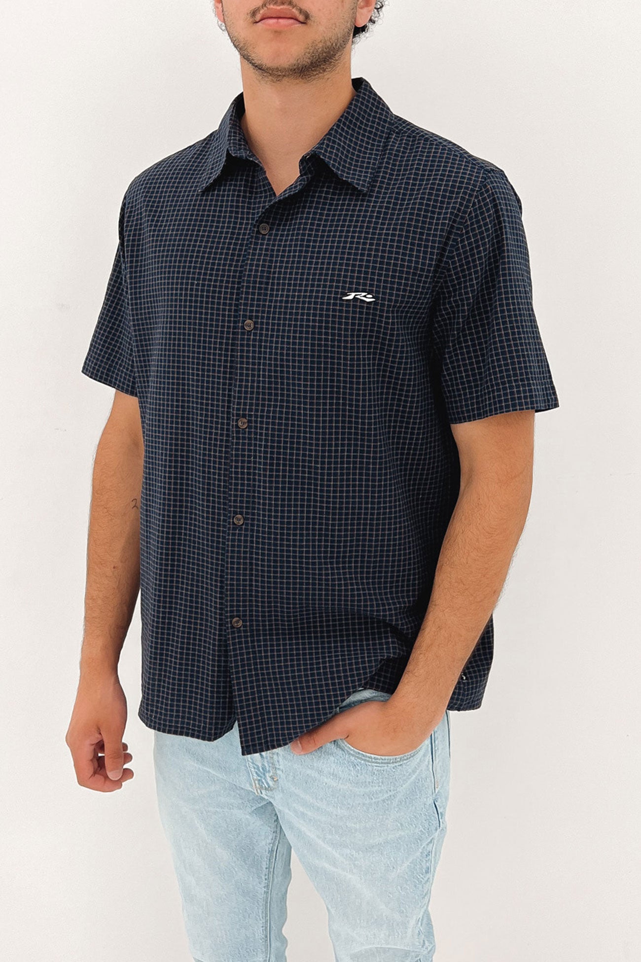 Datsun Check Shirt Navy Blue