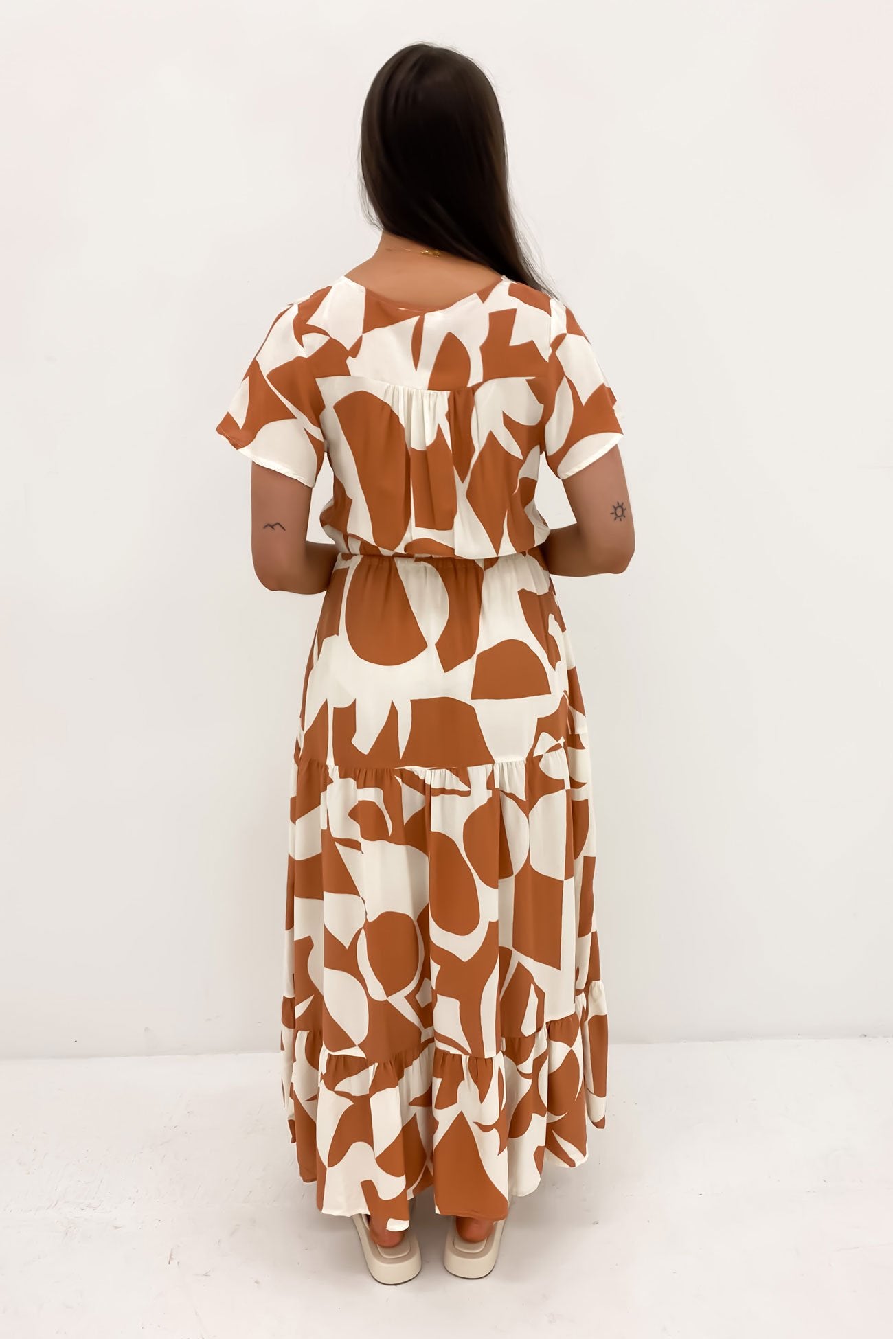 Deacon Maxi Dress Tan Abstract