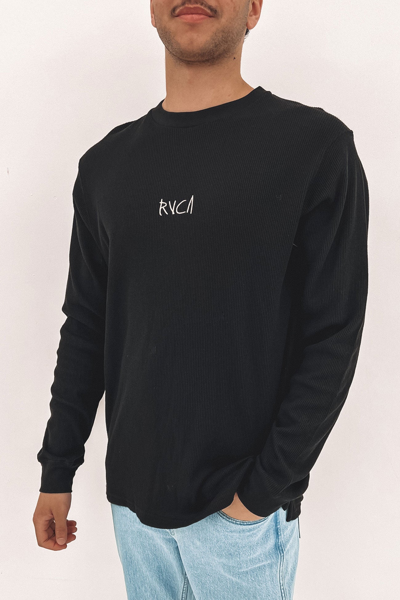 Decker Waffle Long Sleeve Black