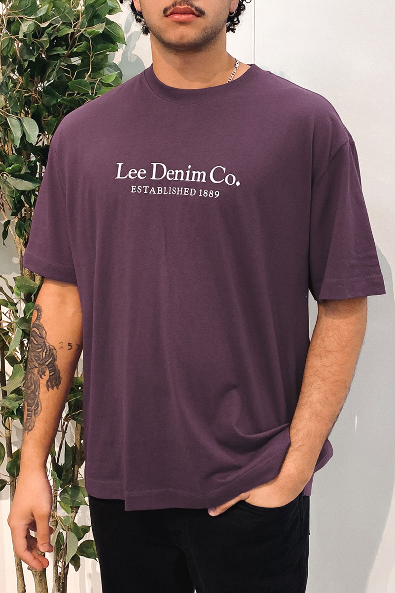 Denim Co Boxed Tee Concrete Purple