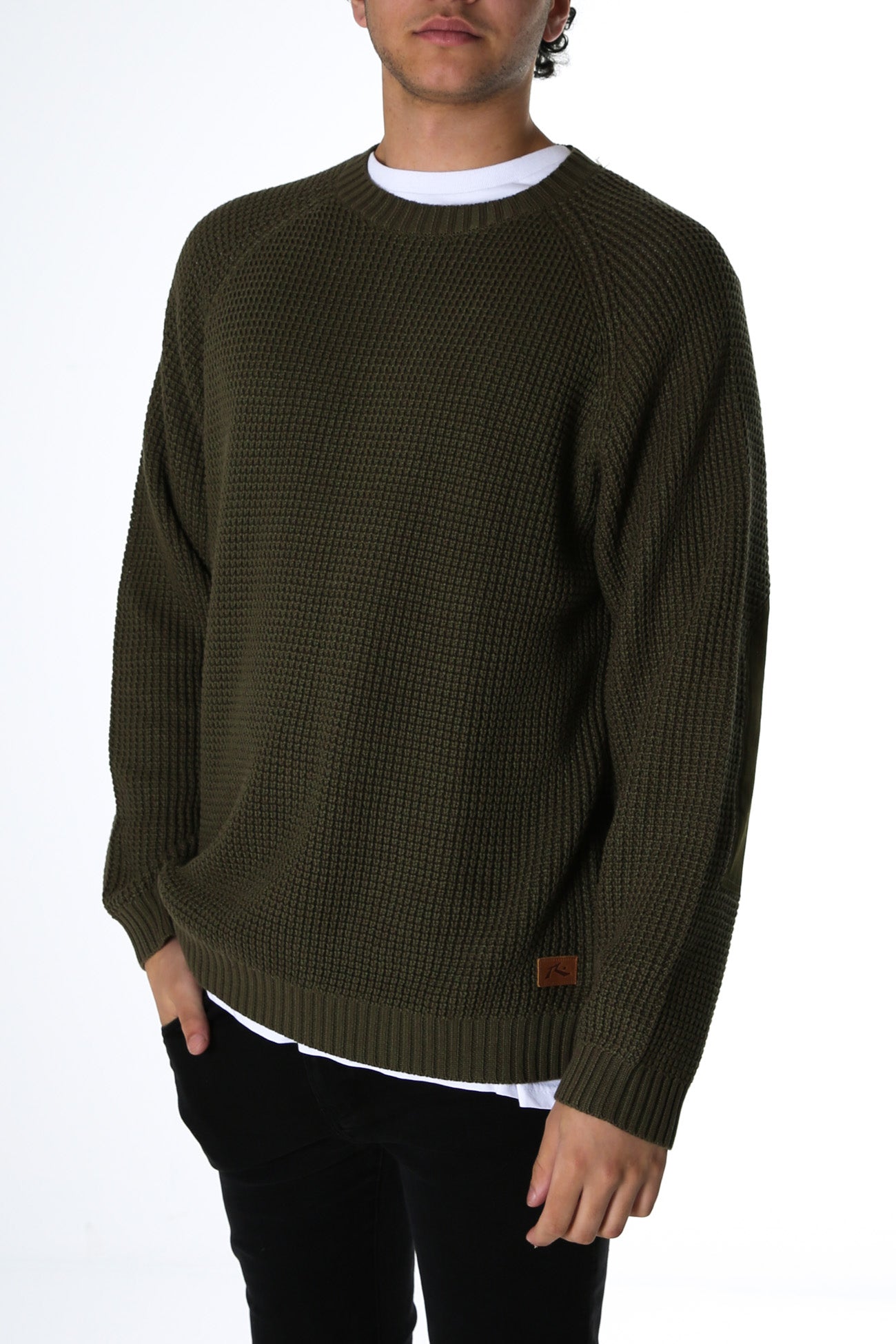 Disposal Crew Neck Knit Gun Green