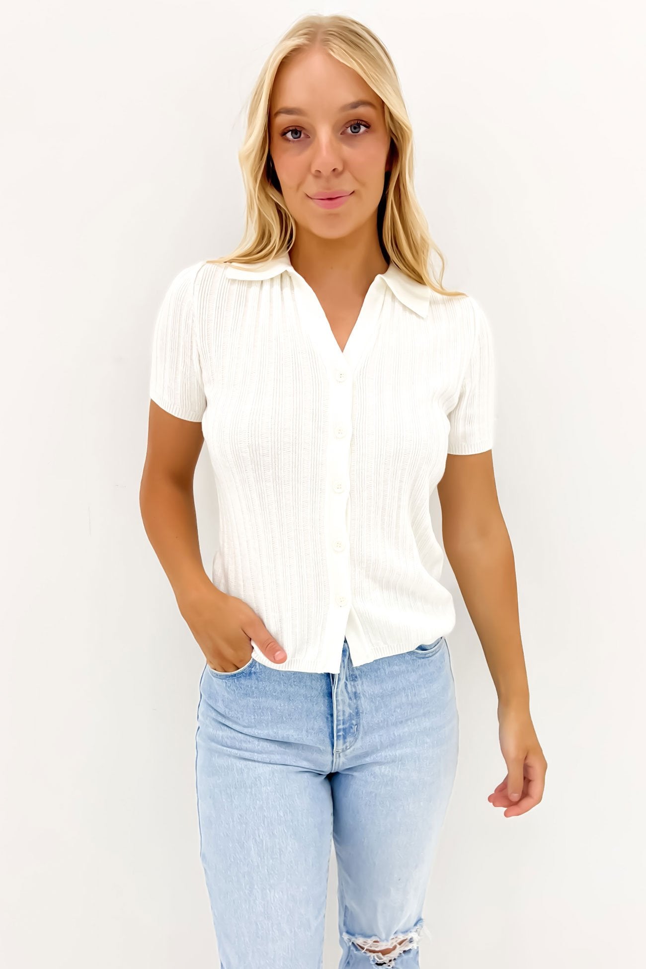 Dottie Knitted Shirt White