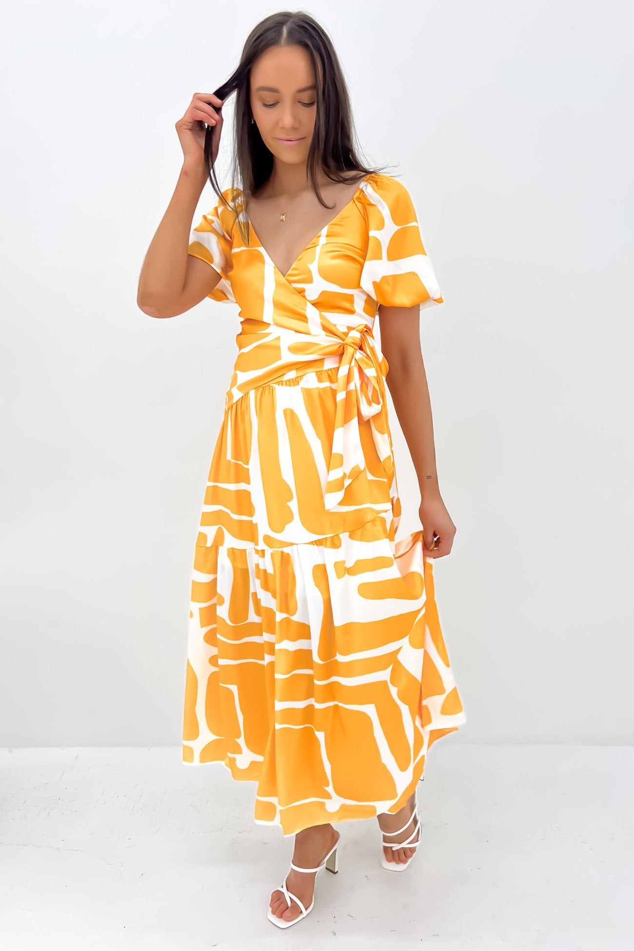 Eilish Midi Dress Yellow White