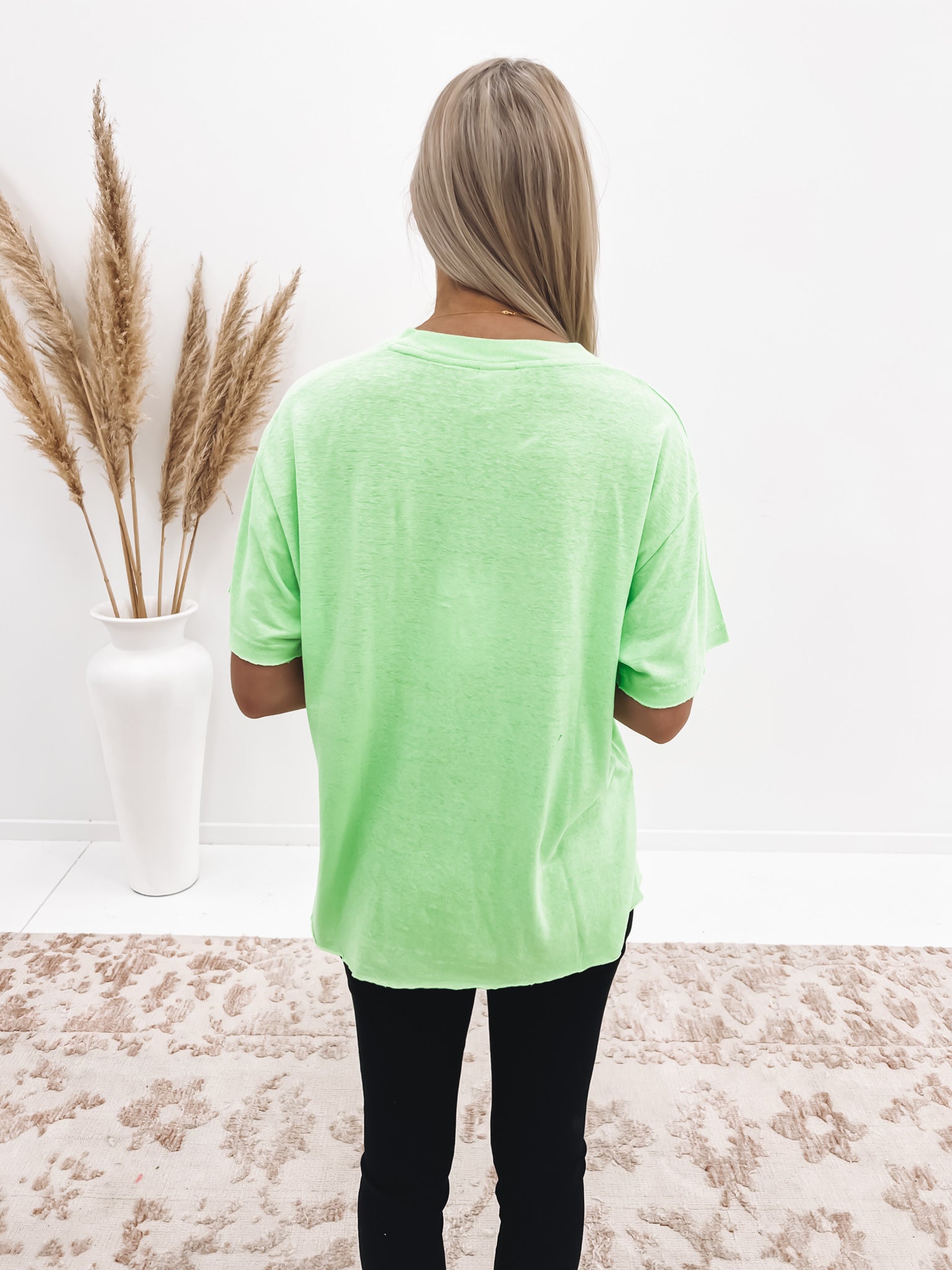 Elation Hemp Oversized Tee Lime Green