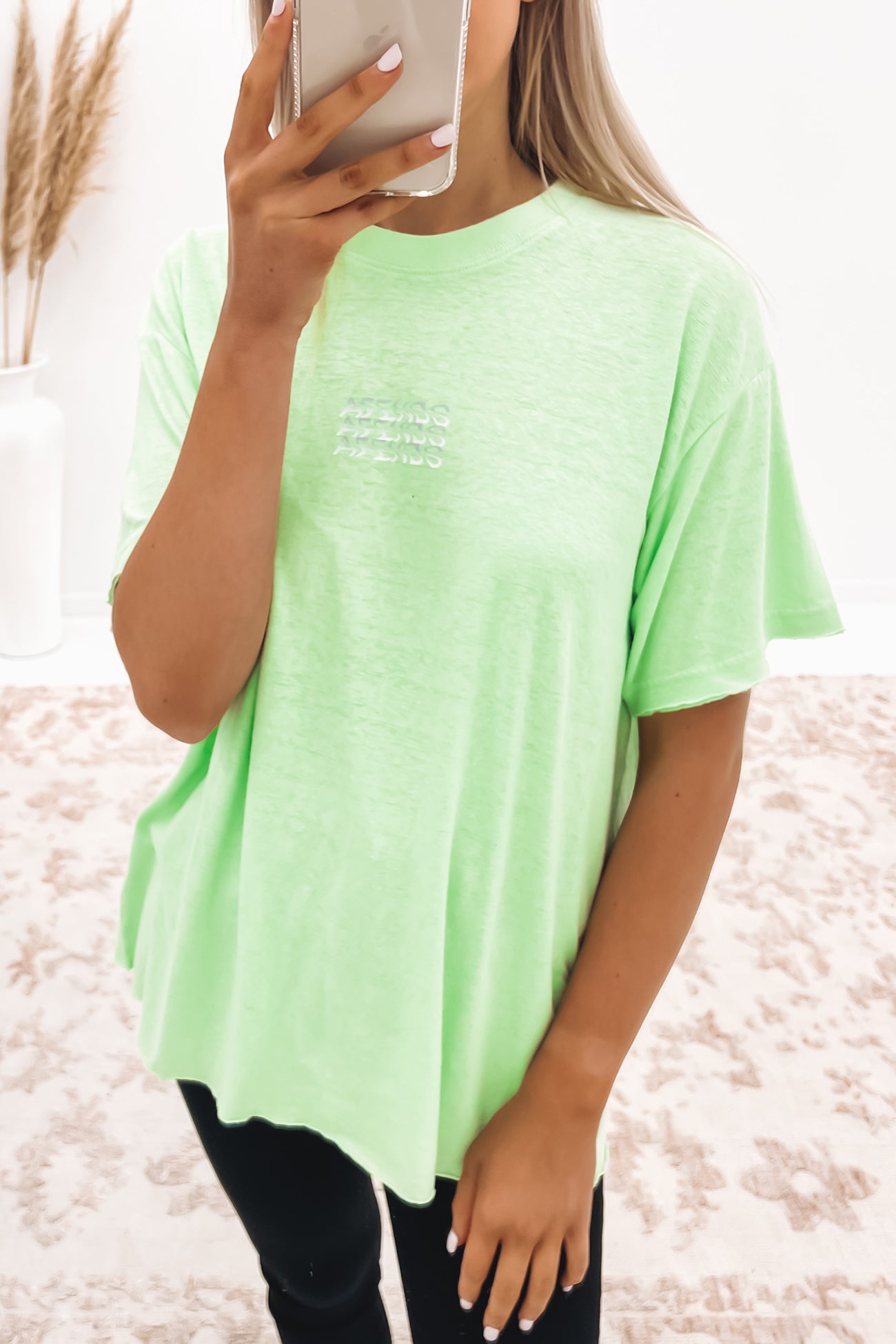 Elation Hemp Oversized Tee Lime Green