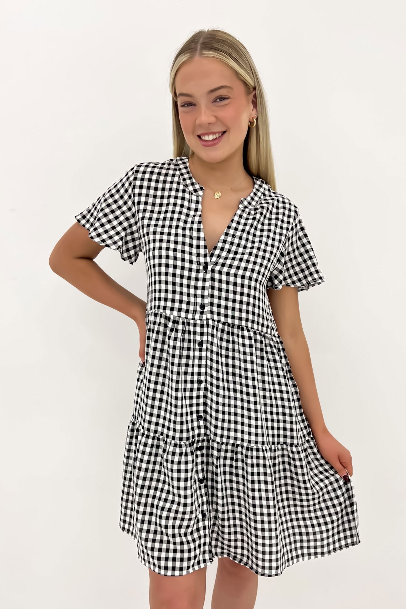 Elijah Mini Dress Black Gingham