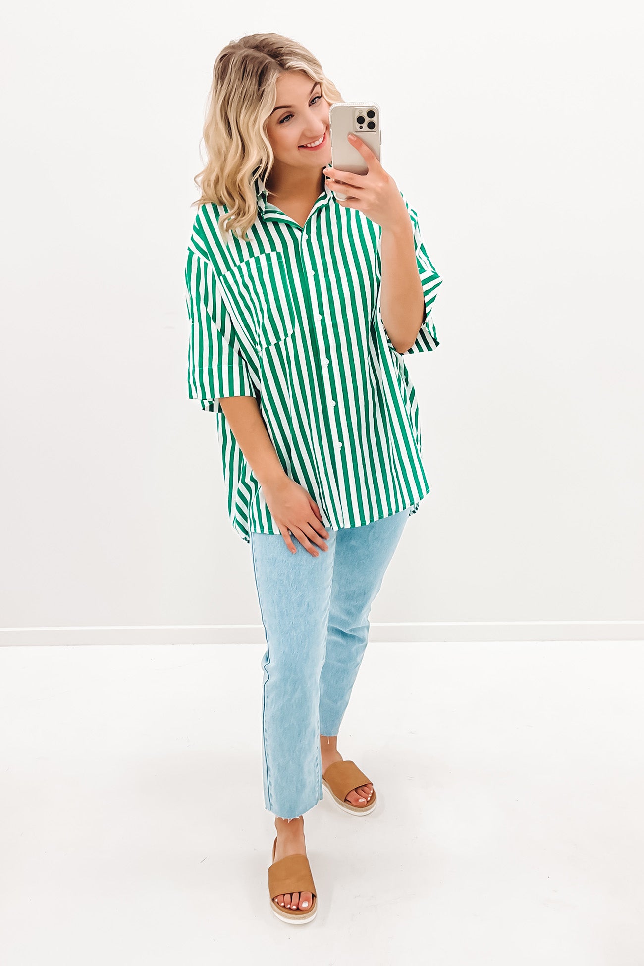 Ella Shirt Green Stripe