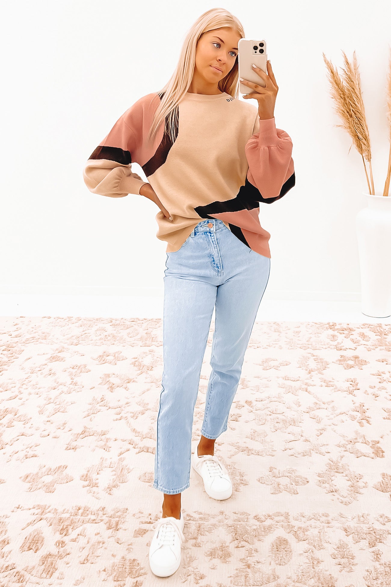 Ellena Knit Jumper Pink Beige Brown