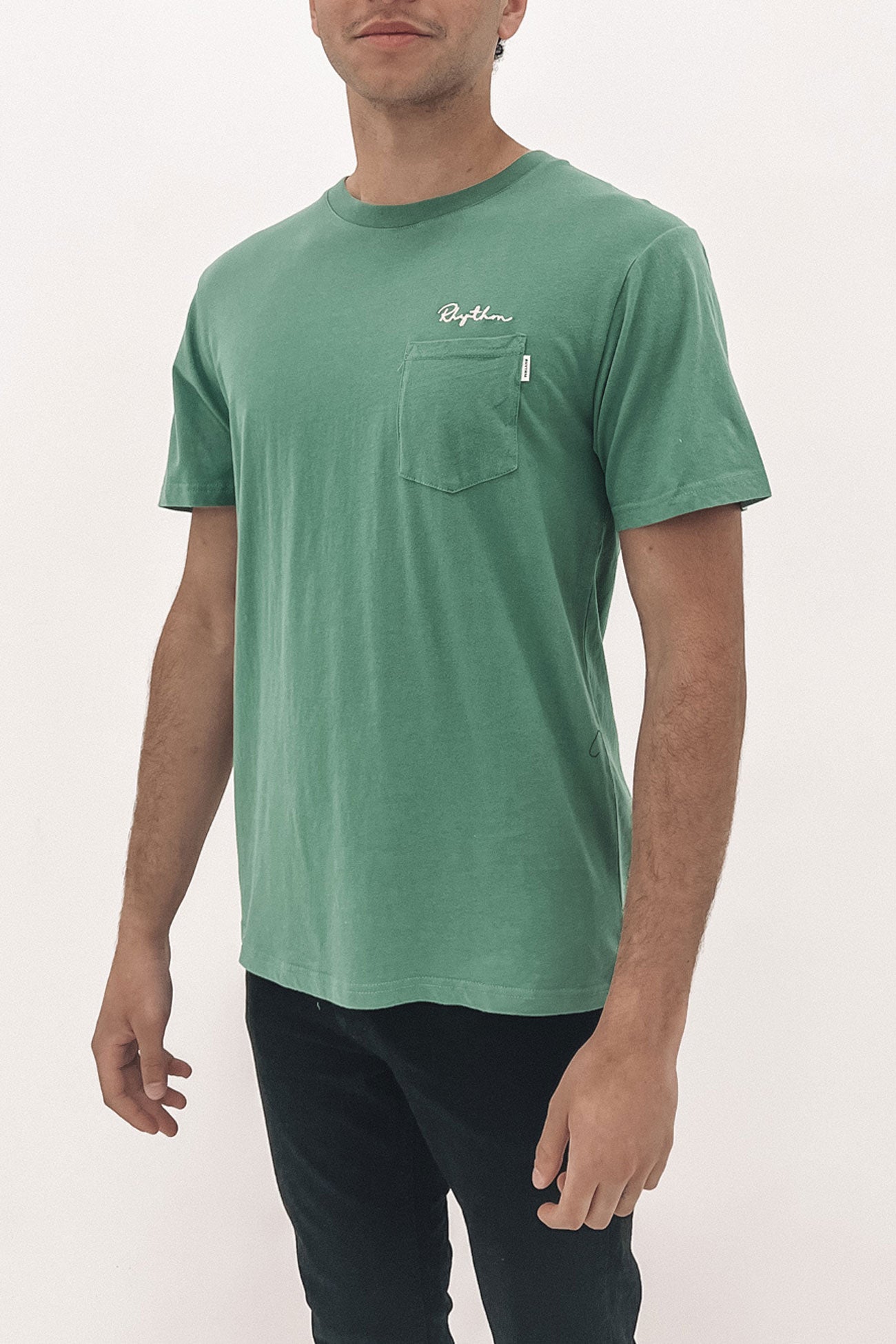 Embroidered Pocket Short Sleeve T-Shirt Agave