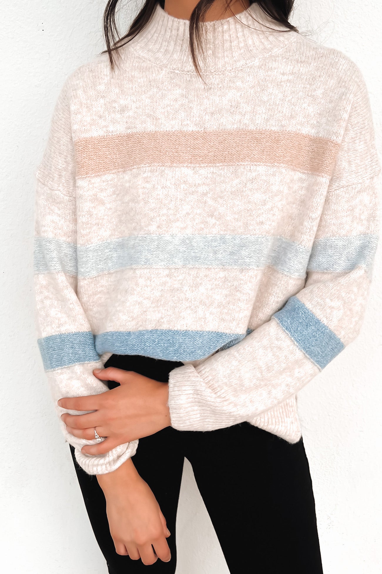 Emma Knit Jumper Beige Blue