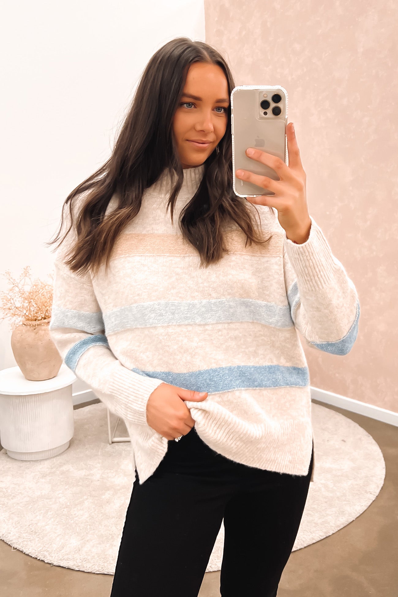 Emma Knit Jumper Beige Blue