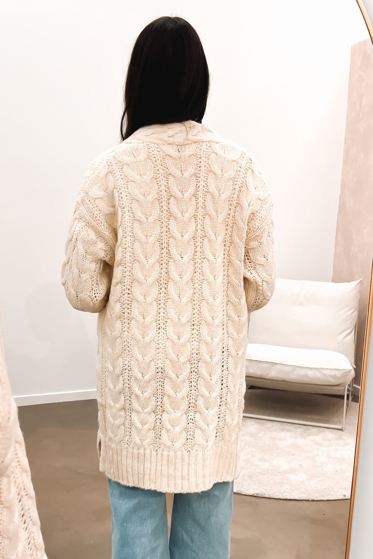 Erin Cable Knit Cardi Cream