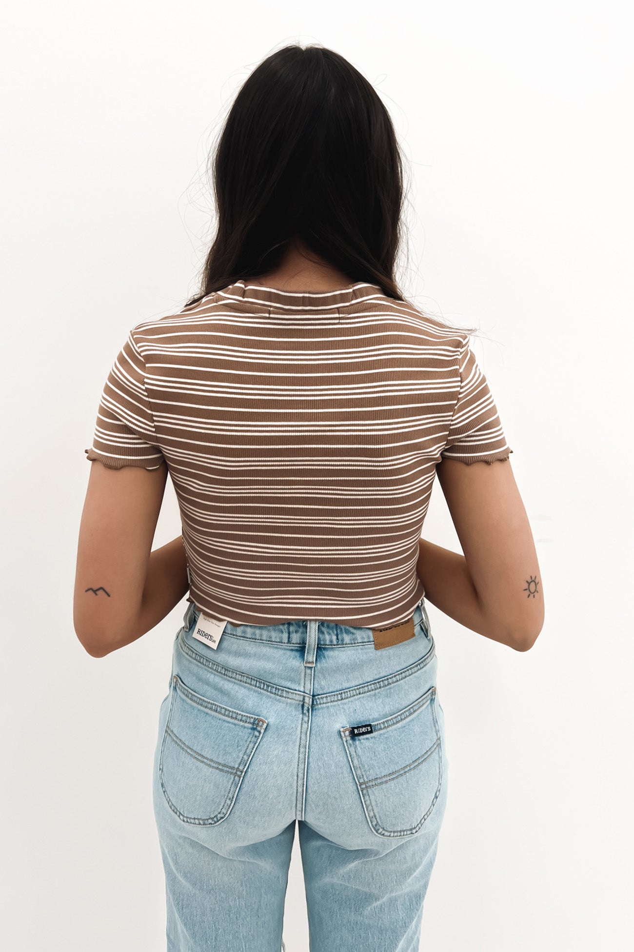 Erin Stripe Top Tan