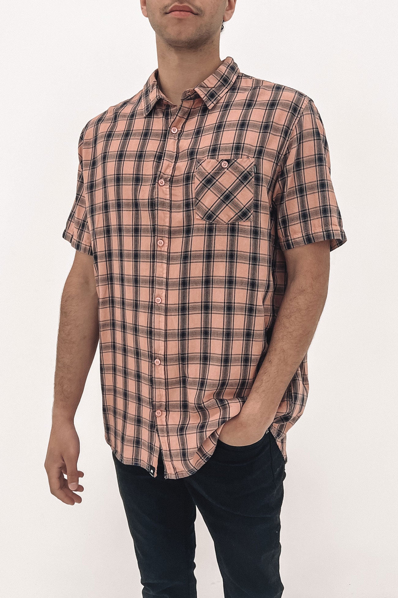 Essential Check Short Sleeve Shirt Terracotta